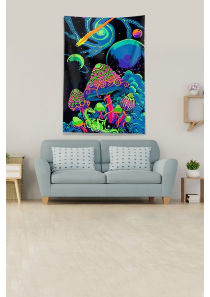 Multirenk Mushroom Mantar Leke Tutmaz Kadife Kumaş Duvar Örtüsü Duvar Halısı Tapestry fiyatları