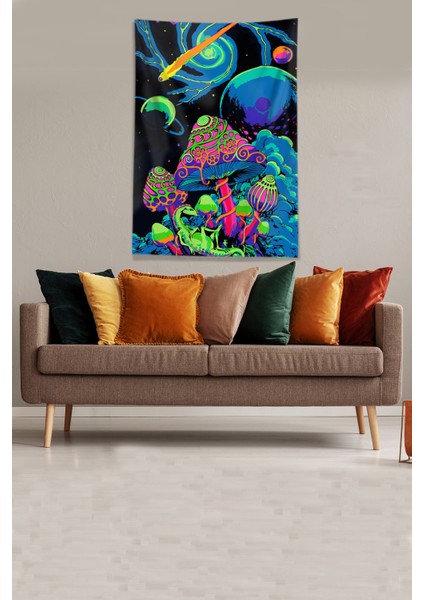 Multirenk Mushroom Mantar Leke Tutmaz Kadife Kumaş Duvar Örtüsü Duvar Halısı Tapestry modelleri