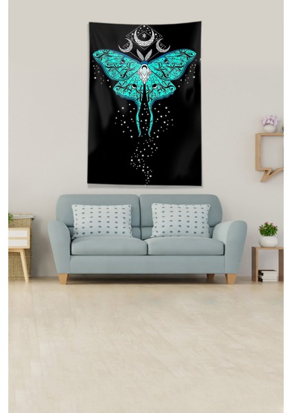 Siyah Butterfly Kelebek Leke Tutmaz Kadife Kumaş Duvar Örtüsü Duvar Halısı Tapestry fiyatları