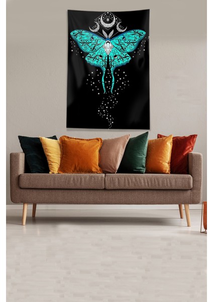 Siyah Butterfly Kelebek Leke Tutmaz Kadife Kumaş Duvar Örtüsü Duvar Halısı Tapestry modelleri