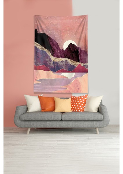 Kızıl Ayın Serüveni Leke Tutmaz Kadife Kumaş Duvar Örtüsü Duvar Halısı Tapestry