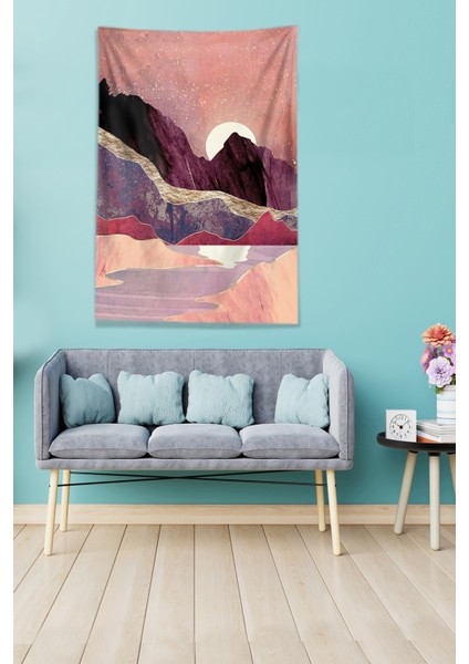 Kızıl Ayın Serüveni Leke Tutmaz Kadife Kumaş Duvar Örtüsü Duvar Halısı Tapestry modelleri