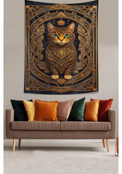 Hintli Kedi Modern Leke Tutmaz Kumaş Duvar Örtüsü Duvar Halısı Tapestry fiyatları