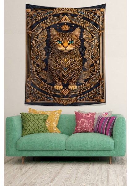 Hintli Kedi Modern Leke Tutmaz Kumaş Duvar Örtüsü Duvar Halısı Tapestry modelleri