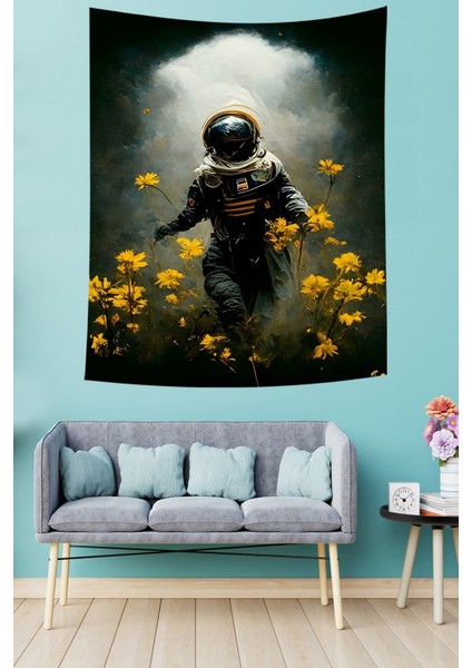 Astronot Uzay Çiçekler Leke Tutmaz Kumaş Duvar Örtüsü Duvar Halısı Tapestry fiyatları