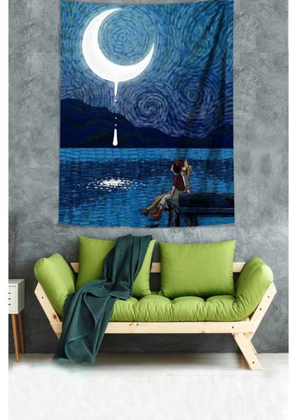 Van Gogh Iskelede Yıldzlı Gece Leke Tutmaz Kumaş Duvar Örtüsü Duvar Halısı Tapestry fiyatları