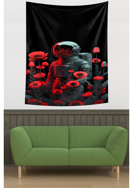 Gelincik Astronot Leke Tutmaz Kumaş Duvar Örtüsü Duvar Halısı Tapestry fiyatları