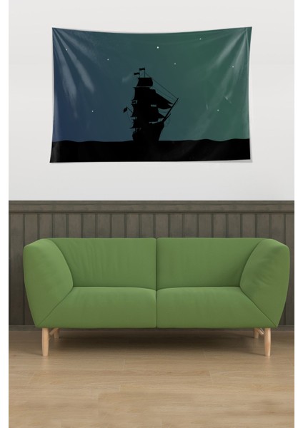 Gemi Rota Yol Desen Leke Tutmaz Kadife Dokulu Kumaş Duvar Örtüsü Duvar Halısı Tapestry