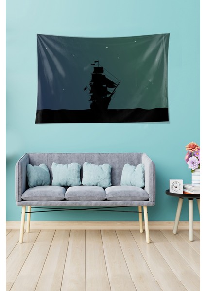 Gemi Rota Yol Desen Leke Tutmaz Kadife Dokulu Kumaş Duvar Örtüsü Duvar Halısı Tapestry fiyatları