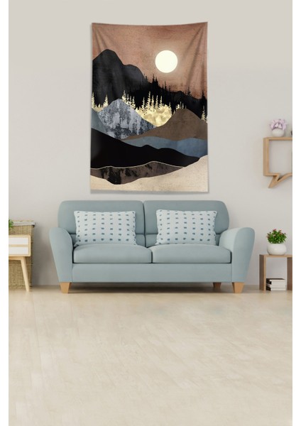 Bej Ay Tutulması Leke Tutmaz Kadife Kumaş Duvar Örtüsü Duvar Halısı Tapestry fiyatları