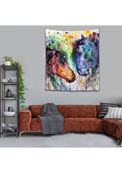 Yıkanabilir Leke Tutmaz Mikropetek Kumaş At Desen Renkli Duvar Örtüsü Duvar Halısı Tapestry fiyatları