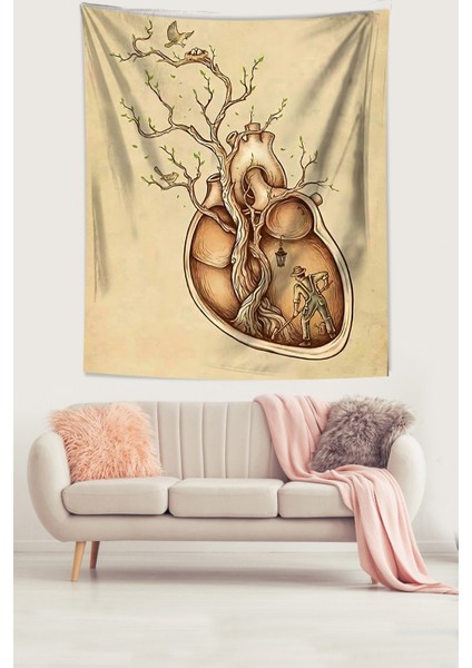 Kalpteki Tabiat Ve Kuş Yuvası Leke Tutmaz Kumaş Duvar Örtüsü Duvar Halısı Tapestry modelleri