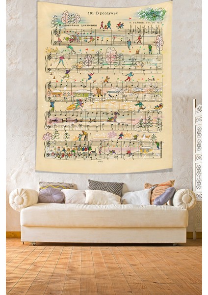 Kış Temalı Nota Leke Tutmaz Kumaş Duvar Örtüsü Duvar Halısı Tapestry modelleri