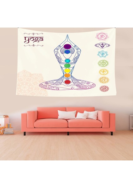 Yoga Enerji Çakralar Leke Tutmaz Kadife Dokulu Kumaş Duvar Örtüsü Duvar Halısı Tapestry