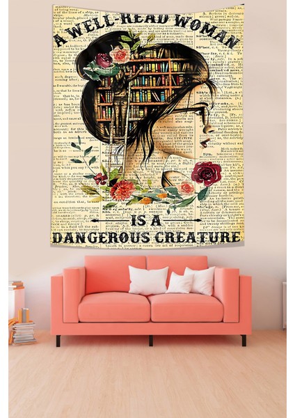 Gazete Baskı Kitaplık Temalı Leke Tutmaz Kumaş Duvar Örtüsü Duvar Halısı Tapestry fiyatları