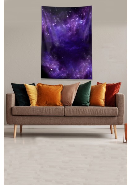 Mor Galaksi Desenli Leke Tutmaz Kadife Kumaş Duvar Örtüsü Duvar Halısı Tapestry modelleri