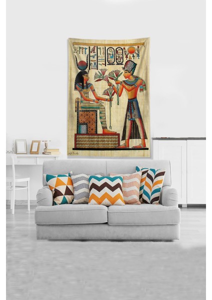 Bej Kleopatra Leke Tutmaz Kadife Kumaş Duvar Örtüsü Duvar Halısı Tapestry