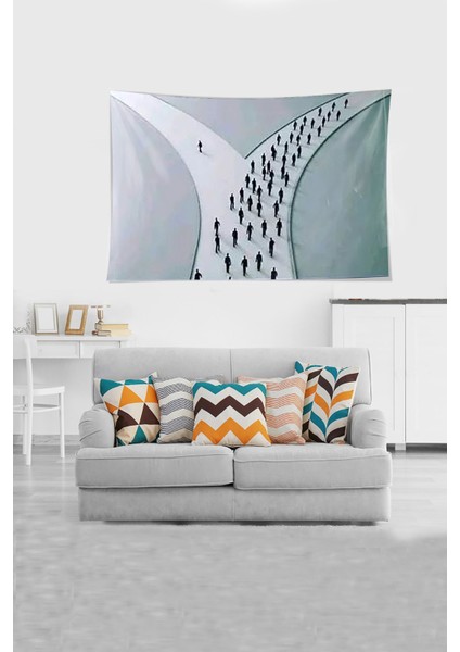 Beyaz Yol Ayrımı Desenli Leke Tutmaz Kadife Kumaş Duvar Örtüsü Duvar Halısı Tapestry fiyatları