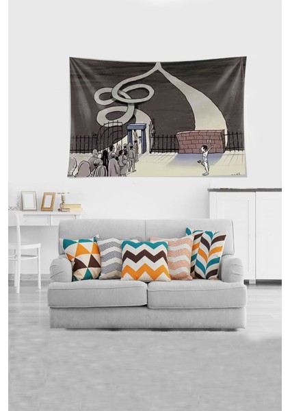 Beyaz Yol Ayrımı Desenli Leke Tutmaz Kadife Kumaş Duvar Örtüsü Duvar Halısı Tapestry fiyatları