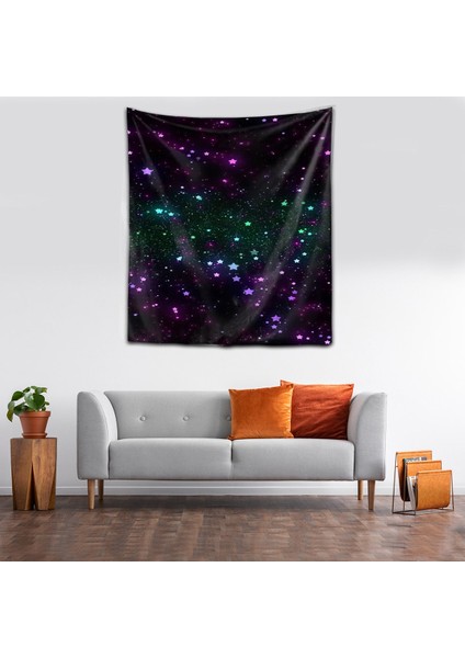 Uzay Space Gala x y Yıldızlar Yıkanabilir Leke Tutmaz Kumaş Duvar Örtüsü Duvar Halısı Tapestry