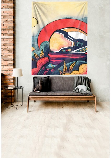 Günbatımı Seyreden Astronot Leke Tutmaz Kadife Kumaş Duvar Örtüsü Duvar Halısı Tapestry fiyatları