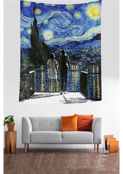Van Gogh Yıldızlı Geceler Rhone Nehri Leke Tutmaz Kumaş Duvar Örtüsü Duvar Halısı Tapestry