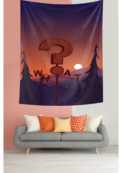 Gündoğumu Soru Işareti What Yazılı Leke Tutmaz Kumaş Duvar Örtüsü Duvar Halısı Tapestry