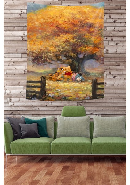 Winnie The Pooh Karakterleri Leke Tutmaz Kumaş Duvar Örtüsü Duvar Halısı Tapestry modelleri