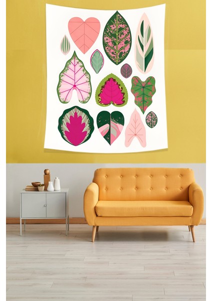 Yaprağı Güzel Renkli Yaprak Çeşitleri Leke Tutmaz Kumaş Duvar Örtüsü Duvar Halısı Tapestry