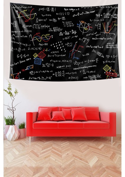 Matematiksel Formüller Fonksiynlar Leke Tutmaz Kadife Doku Kumaş Duvar Örtüsü Duvar Halısı Tapestry fiyatları