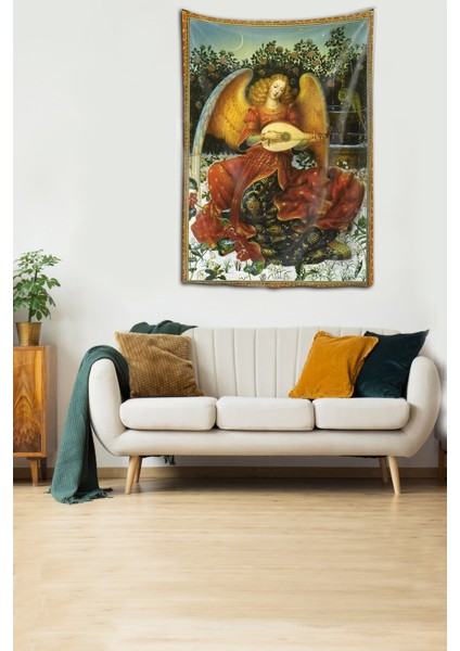 Kanatlı Melek Mitoloji Yıkanabilir Leke Tutmaz Kumaş Duvar Örtüsü Duvar Halısı Tapestry modelleri