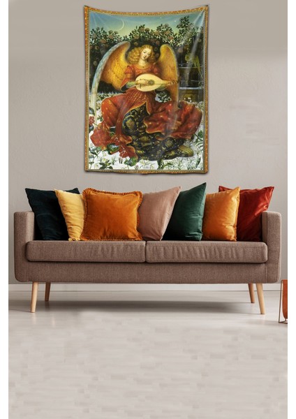 Kanatlı Melek Mitoloji Yıkanabilir Leke Tutmaz Kumaş Duvar Örtüsü Duvar Halısı Tapestry fırsatları