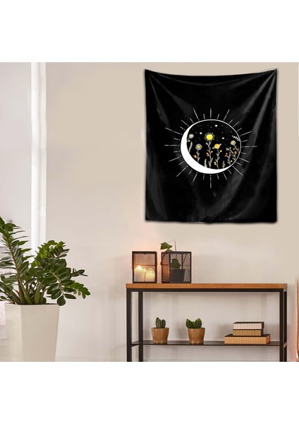 Güneş ve Ay Galaksi Uzay Yıkanabilir Leke Tutmaz Kumaş Duvar Örtüsü Duvar Halısı Tapestry