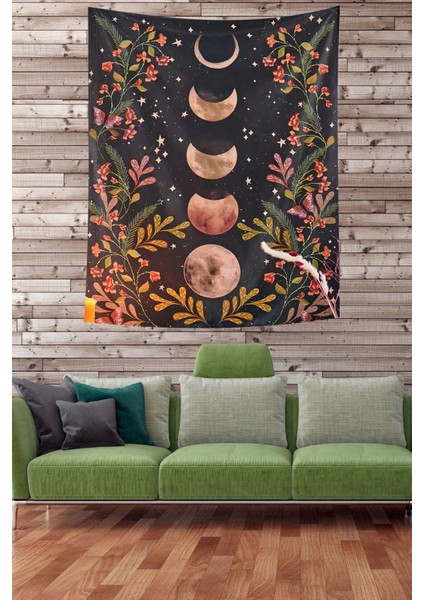 Ayın Evreleri Yıldızlar ve Çiçekler Leke Tutmaz Kumaş Duvar Örtüsü Duvar Halısı Tapestry fiyatları