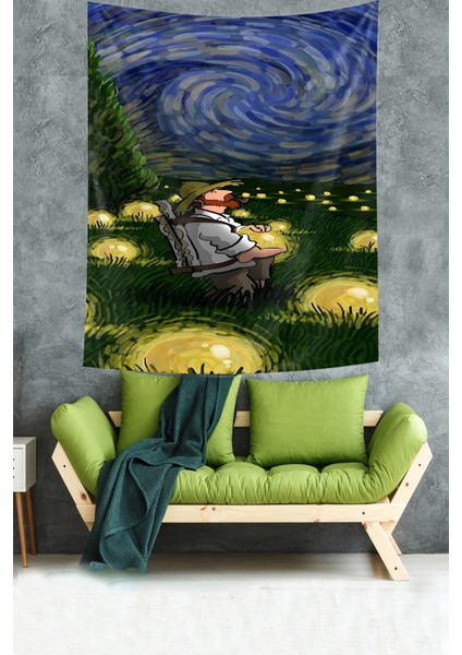 Van Gogh Yağlıboya Yıldızlı Geceler Leke Tutmaz Kumaş Duvar Örtüsü Duvar Halısı Tapestry modelleri