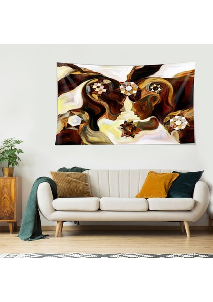 Mindfullnes Farkındalık Akış Temalı Leke Tutmaz Kadife Doku Kumaş Duvar Örtüsü Duvar Halısı Tapestry fiyatları