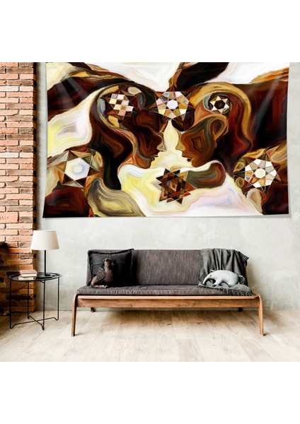 Mindfullnes Farkındalık Akış Temalı Leke Tutmaz Kadife Doku Kumaş Duvar Örtüsü Duvar Halısı Tapestry fırsatları