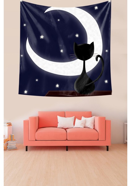 Ayda Oturan Kedi Leke Tutmaz Kadife Doku Kumaş Duvar Örtüsü Duvar Halısı Tapestry fiyatları