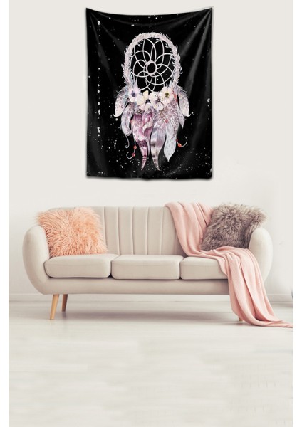 Yıkanabilir Leke Tutmaz Mikropetek Kumaş Dreamcatcher Siyah Duvar Örtüsü Duvar Halısı Tapestry modelleri