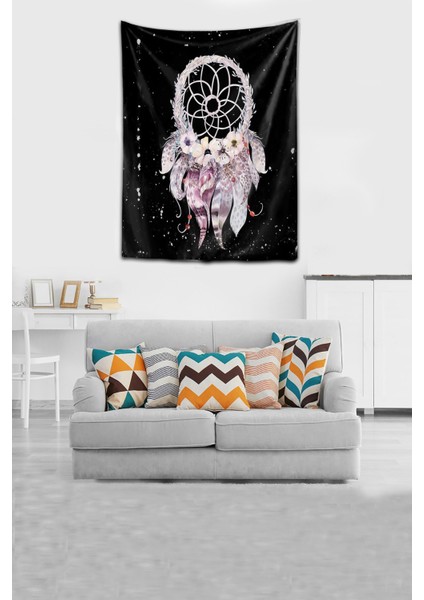 Yıkanabilir Leke Tutmaz Mikropetek Kumaş Dreamcatcher Siyah Duvar Örtüsü Duvar Halısı Tapestry fırsatları