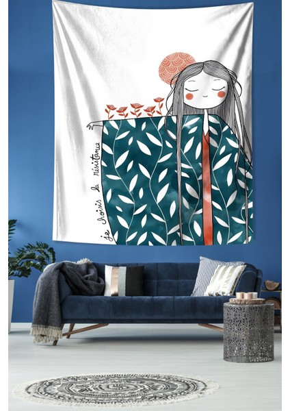 Huzura Ermiş Çiçekli Kız Leke Tutmaz Kumaş Duvar Örtüsü Duvar Halısı Tapestry fiyatları