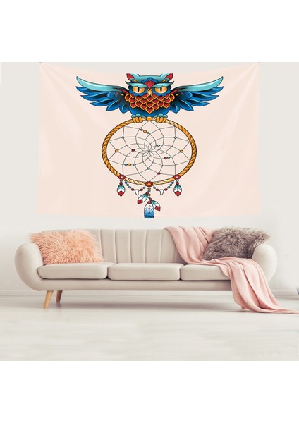 Dream Catcher Kuş Tüylü Bohem Desen Leke Tutmaz Kadife Doku Kumaş Duvar Örtüsü Duvar Halısı Tapestry