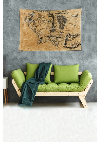 Iron Hills Harita Map Leke Tutmaz Kadife Kumaş Duvar Örtüsü Duvar Halısı Tapestry
