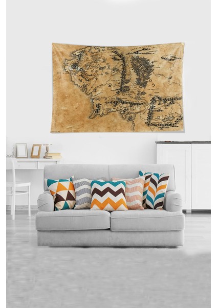 Iron Hills Harita Map Leke Tutmaz Kadife Kumaş Duvar Örtüsü Duvar Halısı Tapestry modelleri