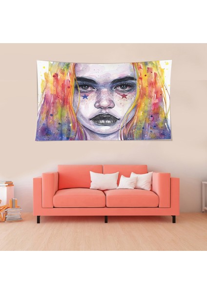 Renkli Ve Gotik Tarz Kız Yıkanabilir Leke Tutmaz Kadife Kumaş Duvar Örtüsü Duvar Halısı Tapestry modelleri