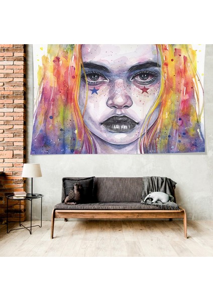 Renkli Ve Gotik Tarz Kız Yıkanabilir Leke Tutmaz Kadife Kumaş Duvar Örtüsü Duvar Halısı Tapestry fırsatları