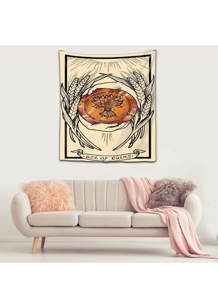 Ace Of Coins Tarot Pentacles Yıkanabilir Leke Tutmaz Kumaş Duvar Örtüsü Duvar Halısı Tapestry fiyatları