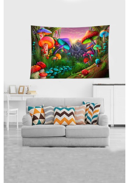 Gri Yaratılış Leke Tutmaz Kadife Kumaş Duvar Örtüsü Duvar Halısı Tapestry modelleri