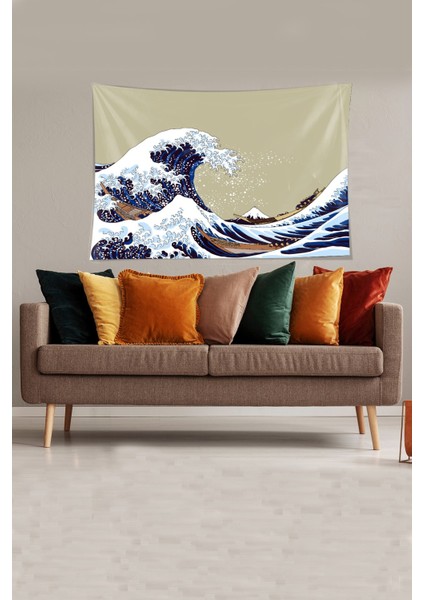 Okyanus Dalga Desenli Leke Tutmaz Kadife Dokulu Kumaş Duvar Örtüsü Duvar Halısı Tapestry modelleri