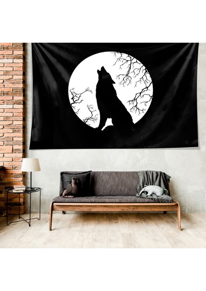 Savaşçı Kurt Desen Leke Tutmaz Kadife Dokulu Kumaş Duvar Örtüsü Duvar Halısı Tapestry fiyatları